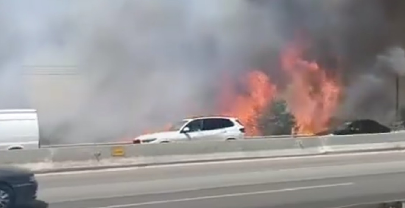 حريق في العشب الجاف في ديرفيني سالونيكي