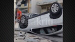 حادث مروري في هيراكليون: انزلقت سيارة في منتصف الطريق