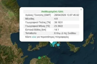 زلزال قوي جديد بقوة ٤.٩ ريختر في سكياثوس - و شعر به سكان أتيكا ايضا