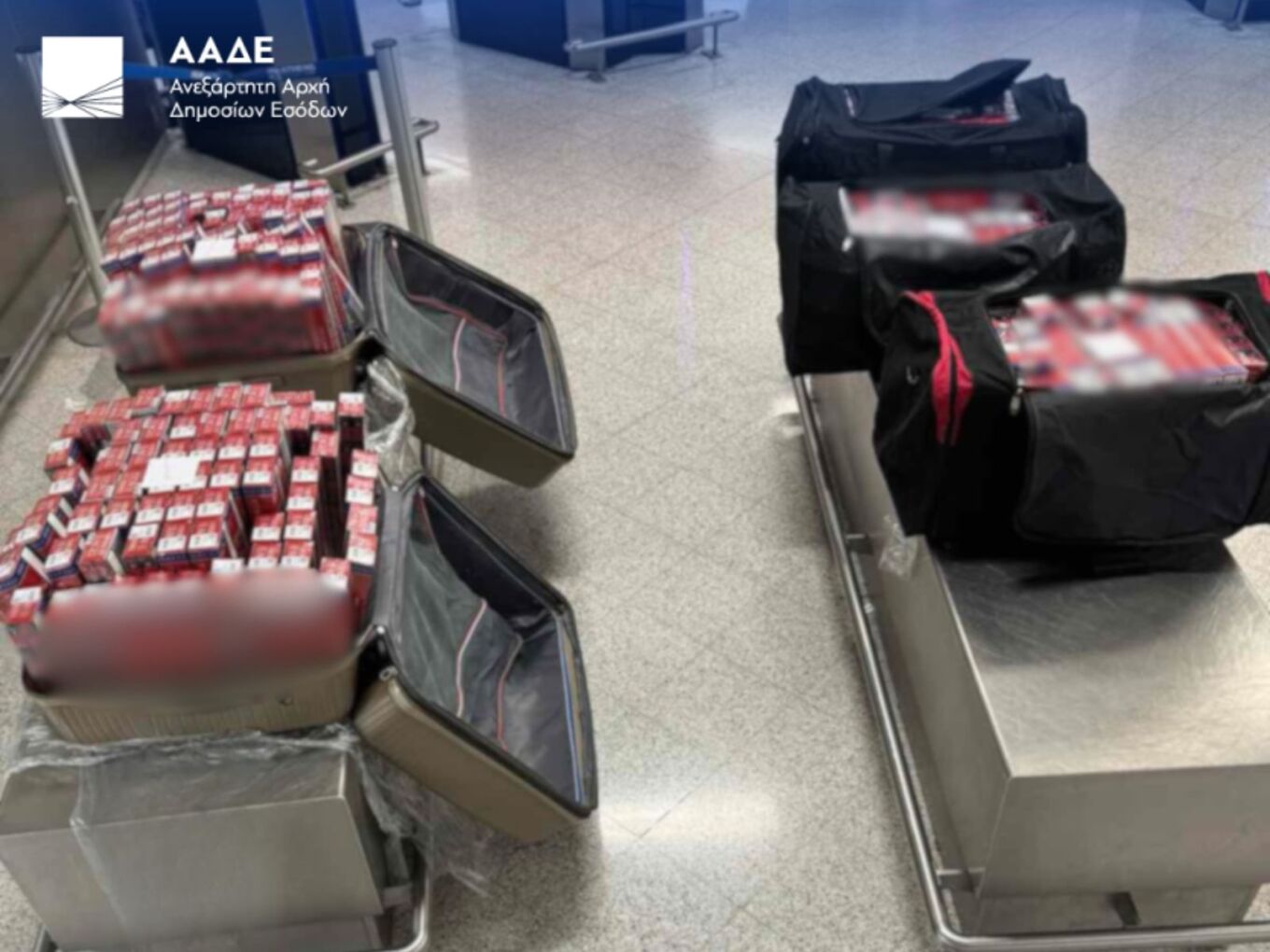 ضبط ٤١٤،٩٠٠ سيجارة مهربة في مطار إلفثيريوس فينيزيلوس و اعتقال أحد عشر شخصاً